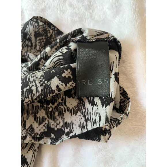 Reiss Womens Black & White Abstract Button-Up Blouse Size 6 Long Sleeve Casual - Picture 7 of 9